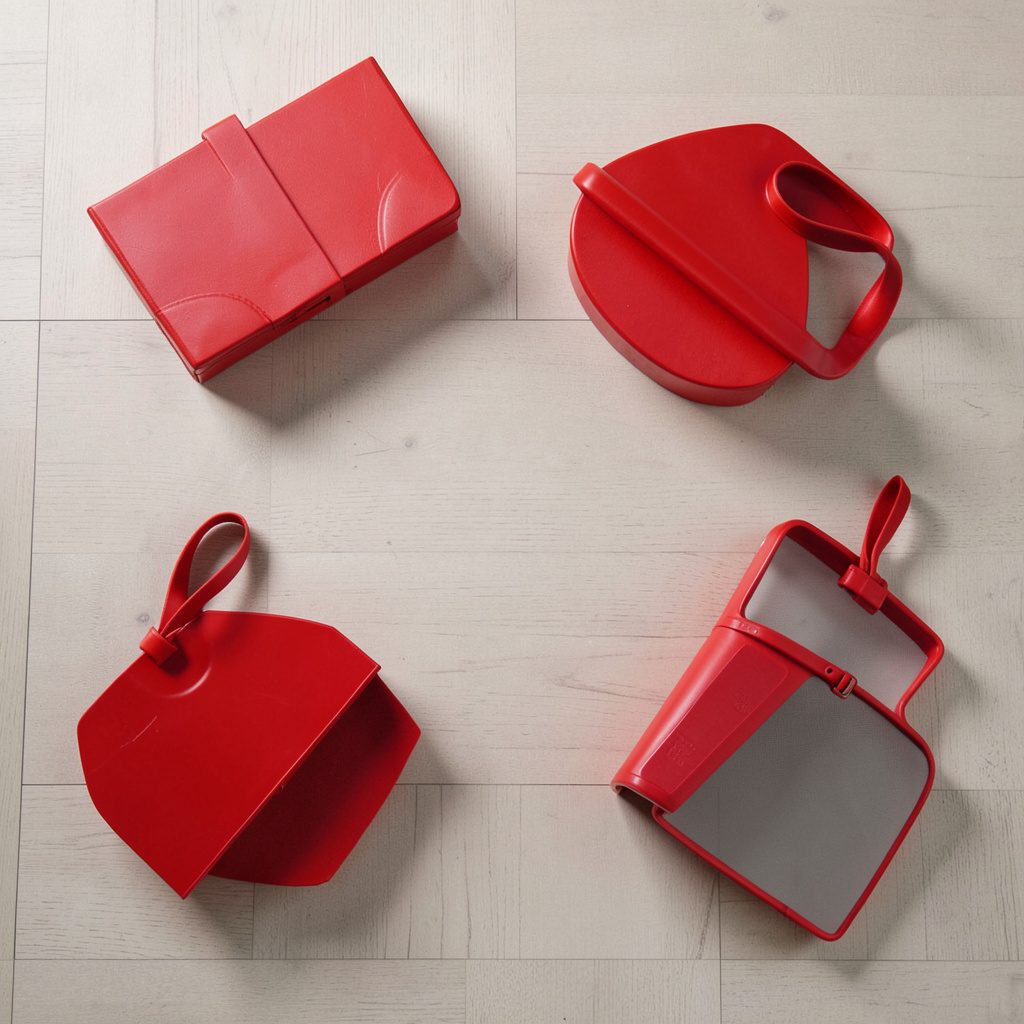 Overhead flat-lay of pale PVC board sheets arranged on a clean white surface